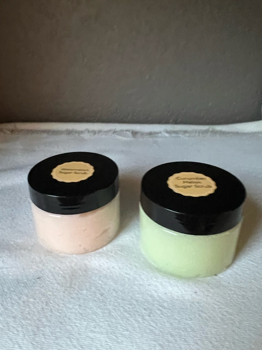 Watermelon and Cucumber melon Handmade Sugar Scrub Jar Set - Pink & Light Green